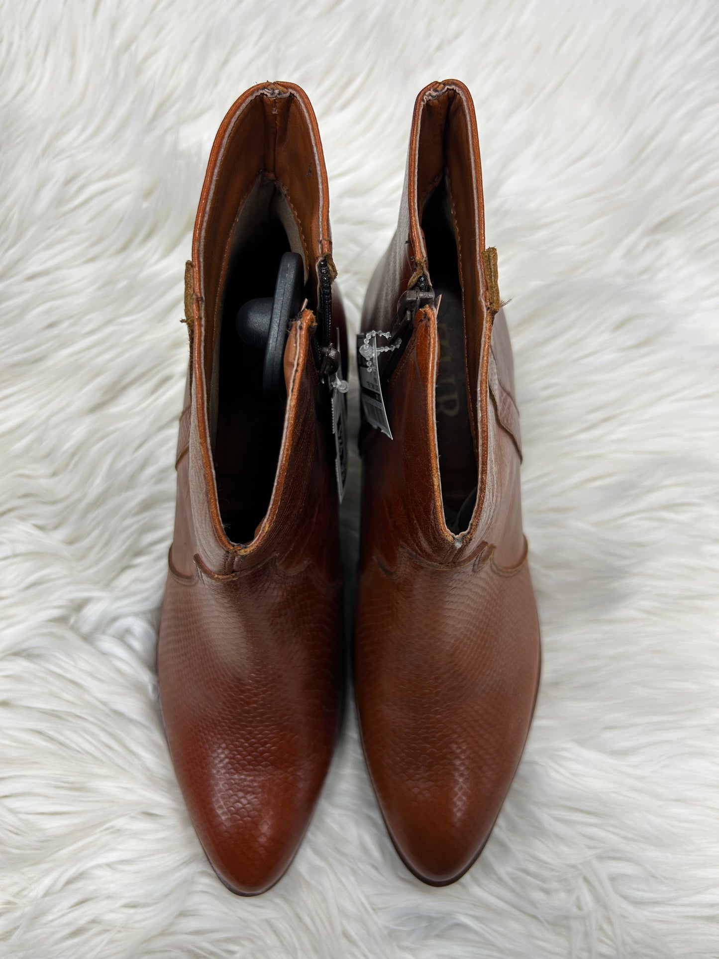 Boots Ankle Heels By Cmc In Brown, Size:9