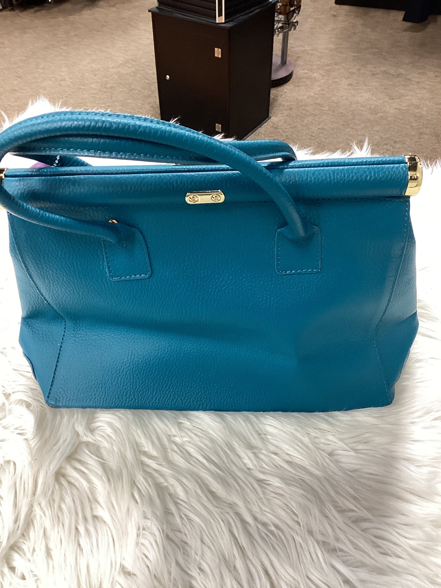 Handbag Leather By Cmc In Teal, Size:Large