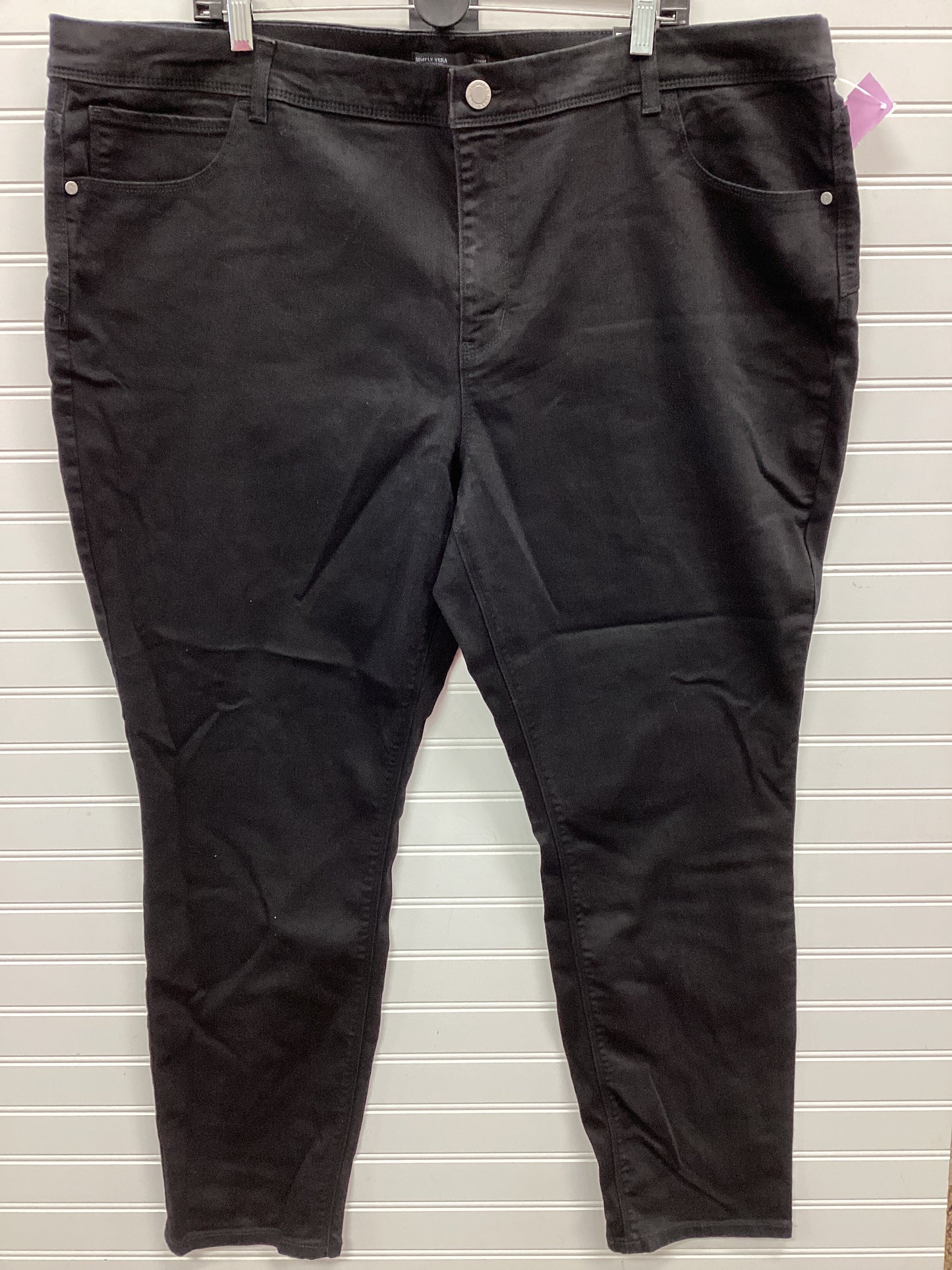 Jeans Skinny By Simply Vera In Black Denim, Size:24