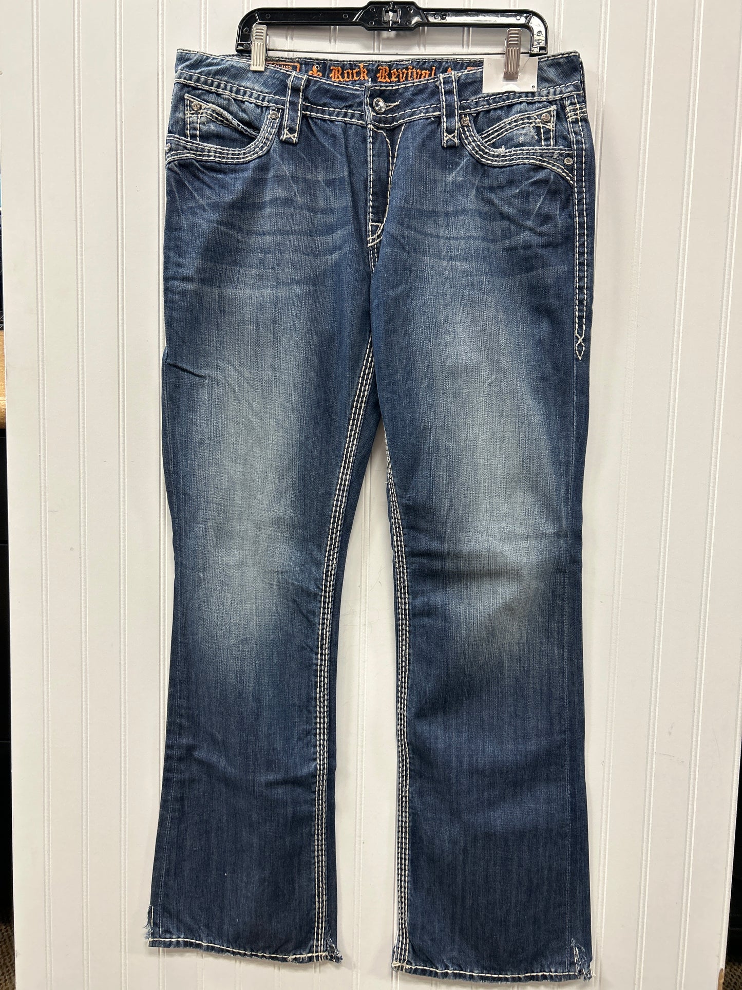 Jeans Boot Cut By Rock Revival In Blue Denim, Size:14