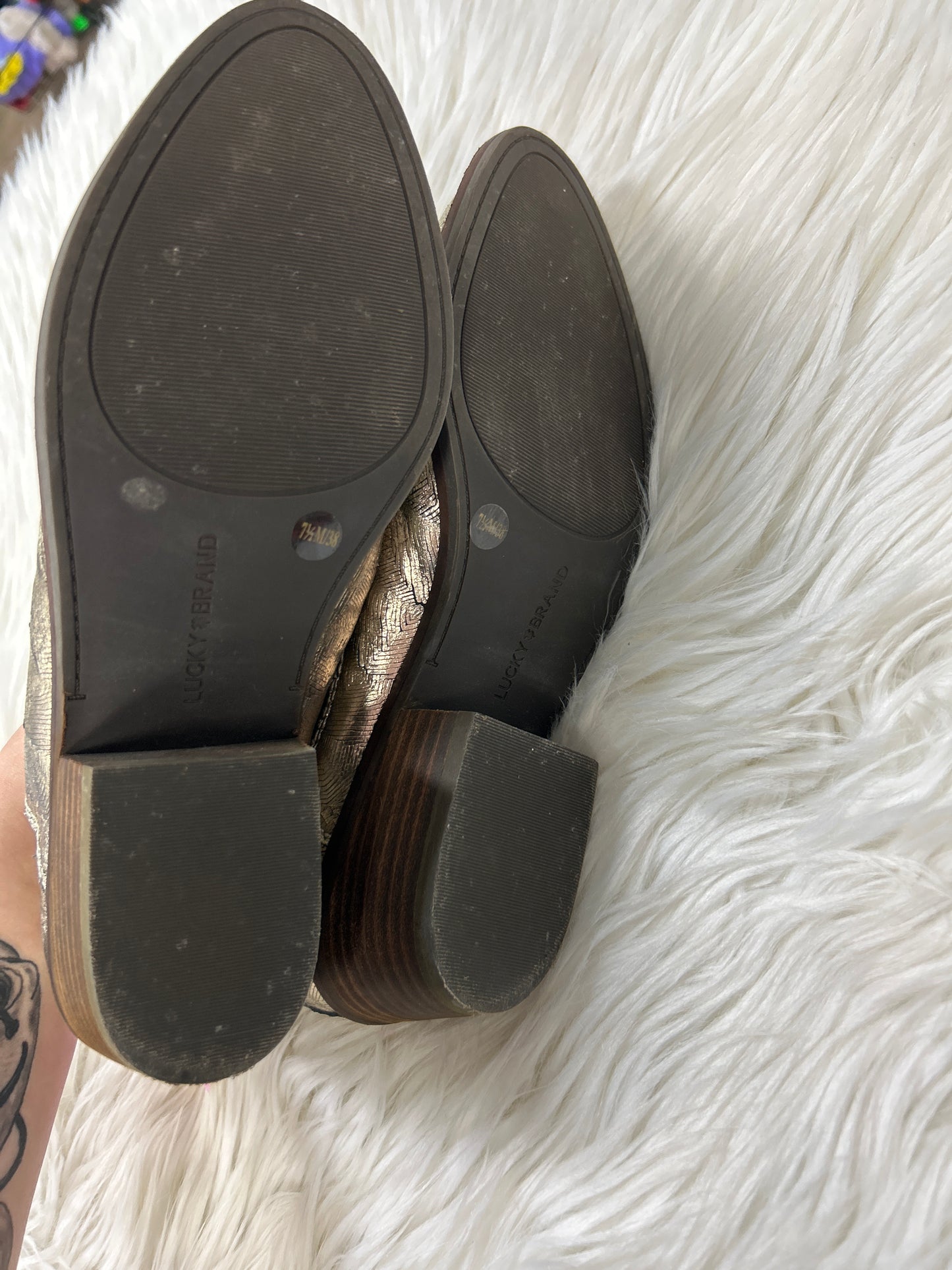 Boots Ankle Flats By Lucky Brand In Gold, Size:7.5