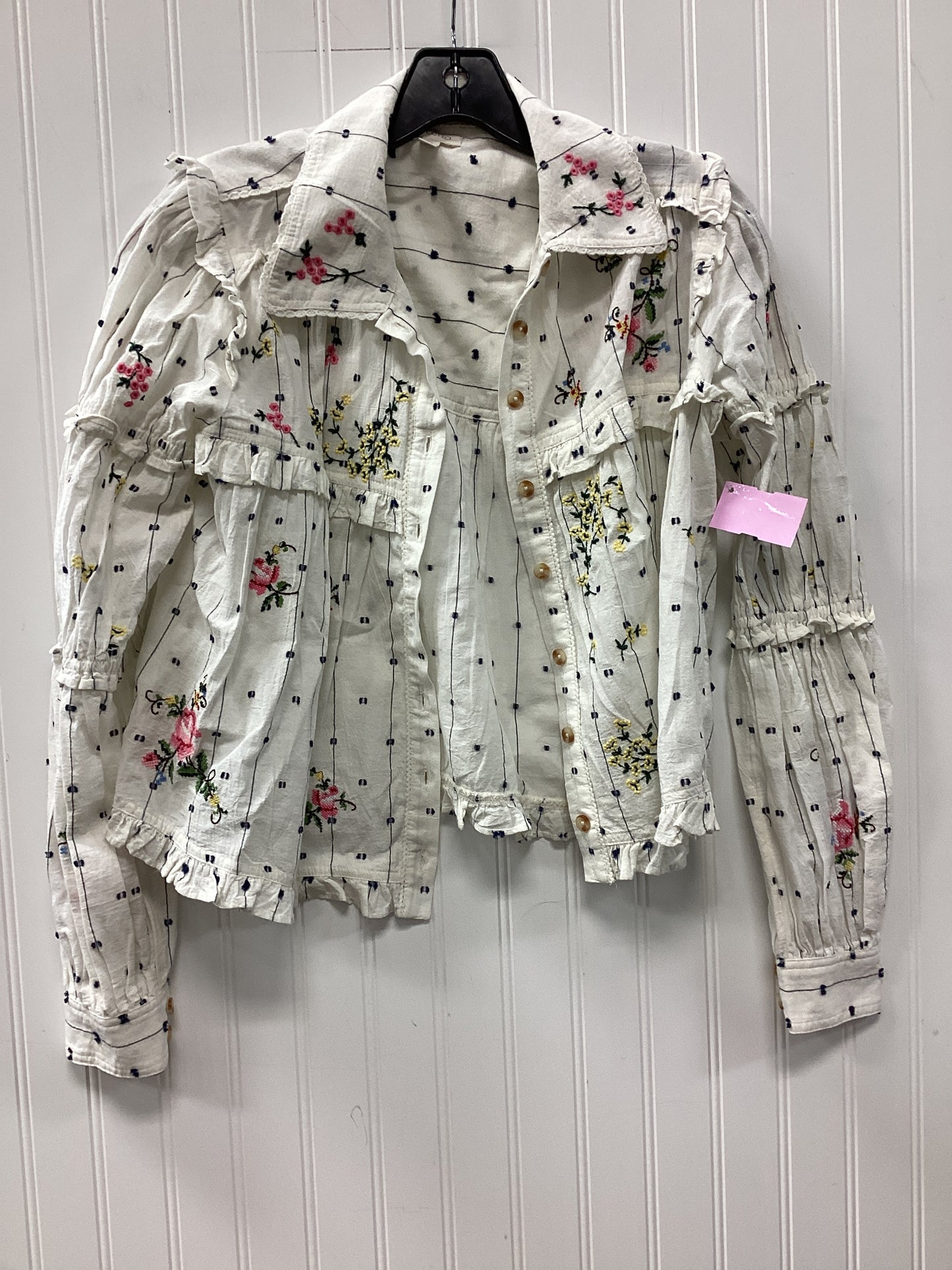 Blouse Ls By Pilcro In White, Size:Xxs