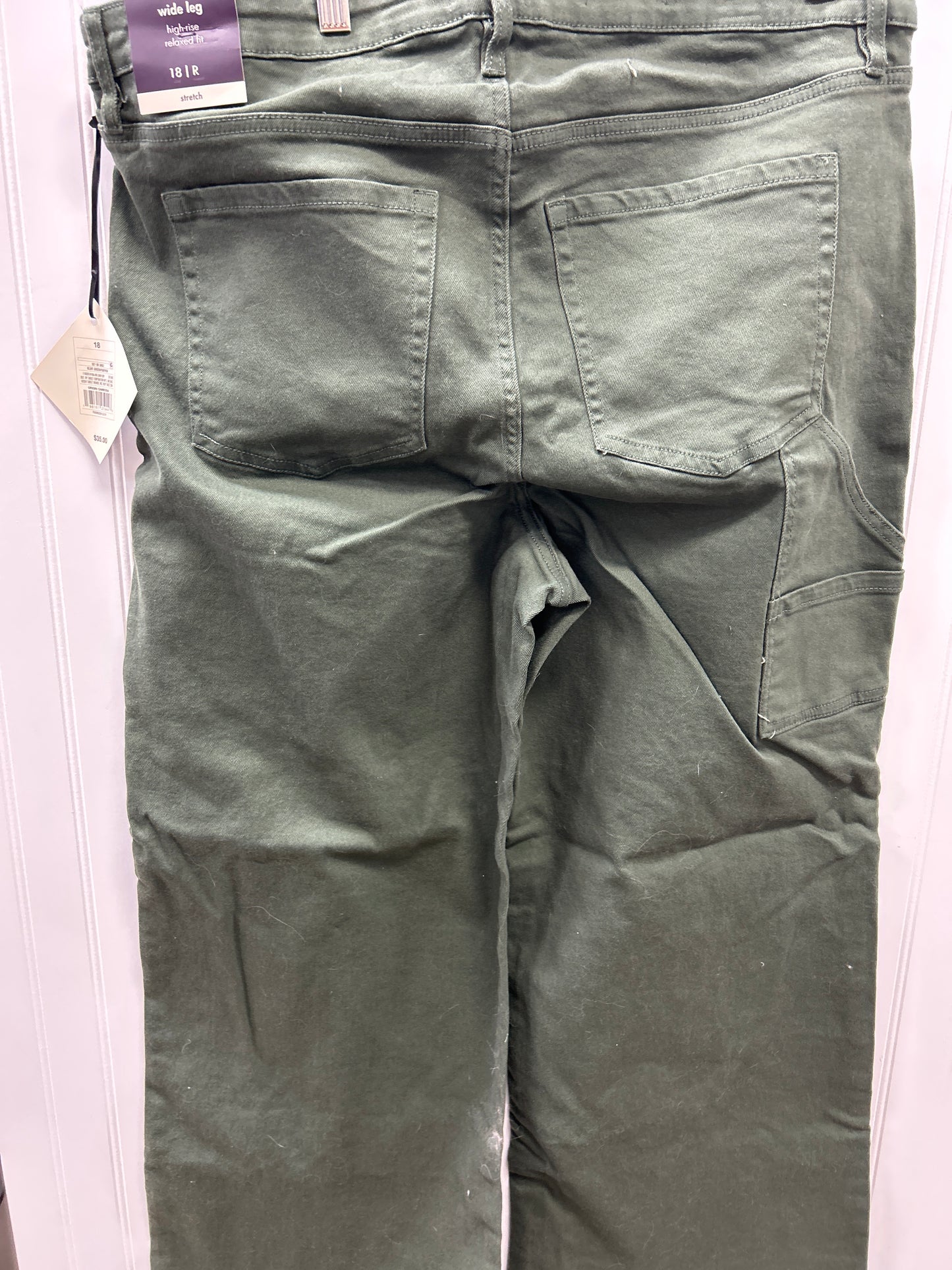 Jeans Wide Leg By Ava & Viv In Green Denim, Size:18