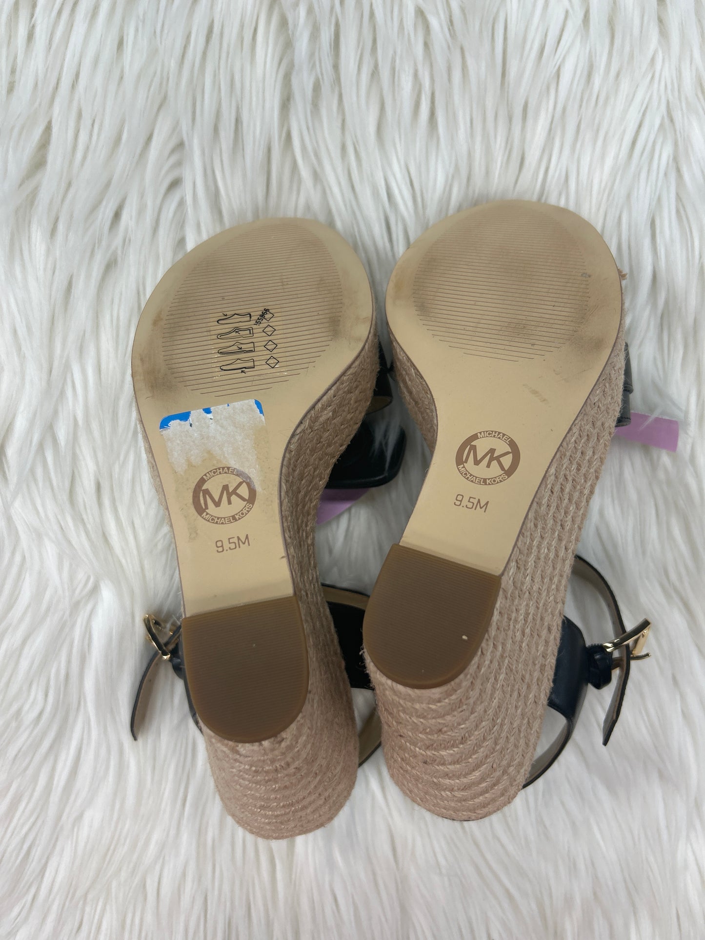 Sandals Heels Wedge By Michael By Michael Kors In Black & Tan, Size:9.5