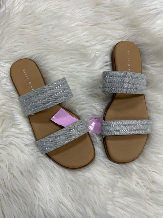 Sandals Flats By Kelly And Katie In Silver, Size:10