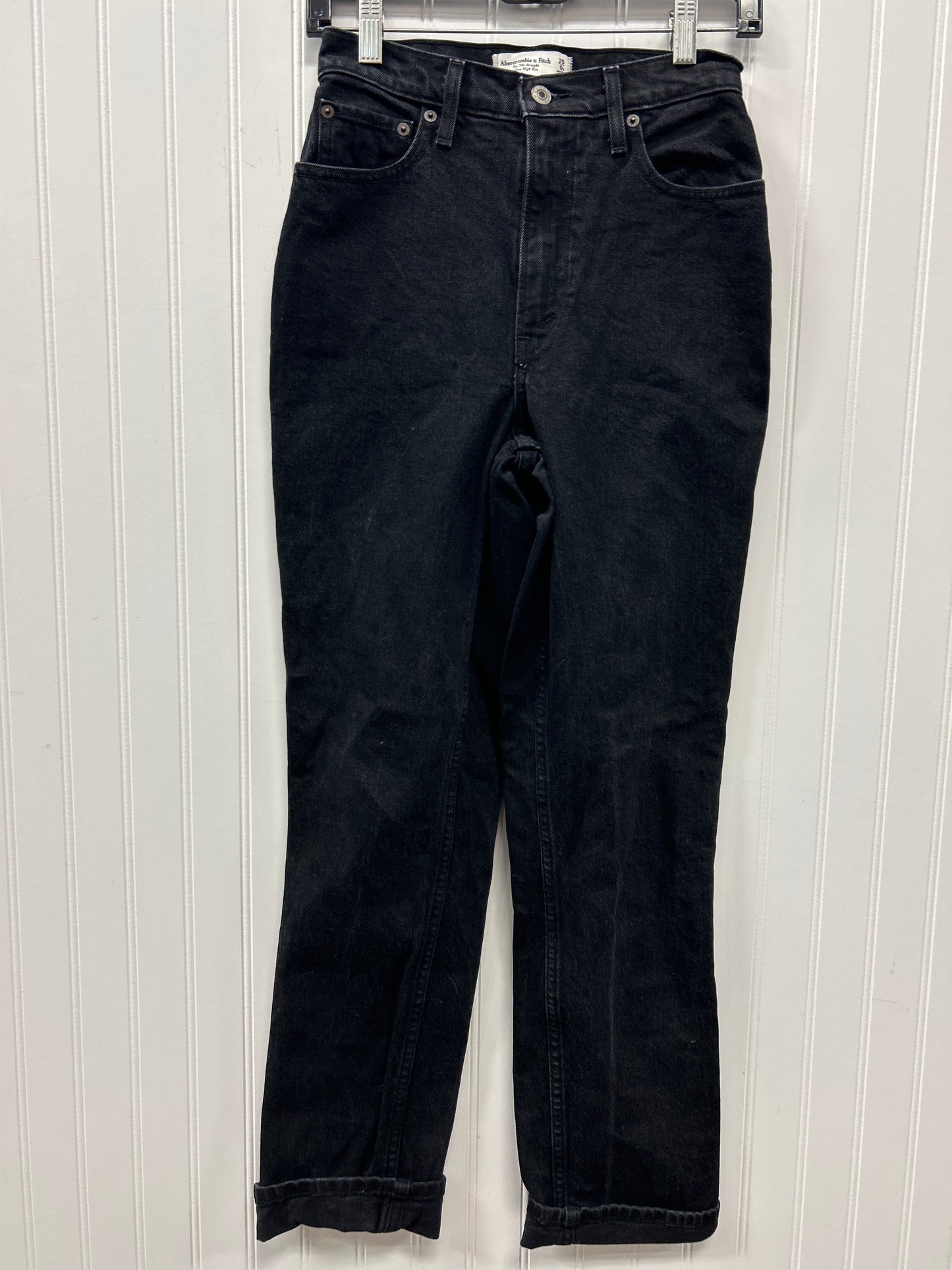 Jeans Straight By Abercrombie And Fitch In Black Denim, Size:0