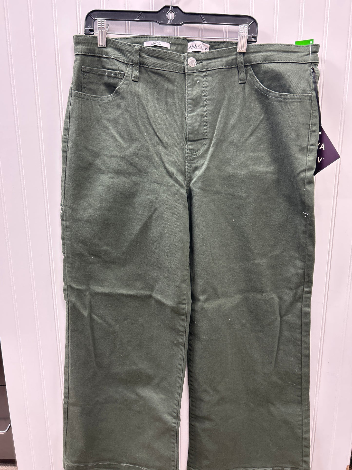 Jeans Wide Leg By Ava & Viv In Green Denim, Size:18