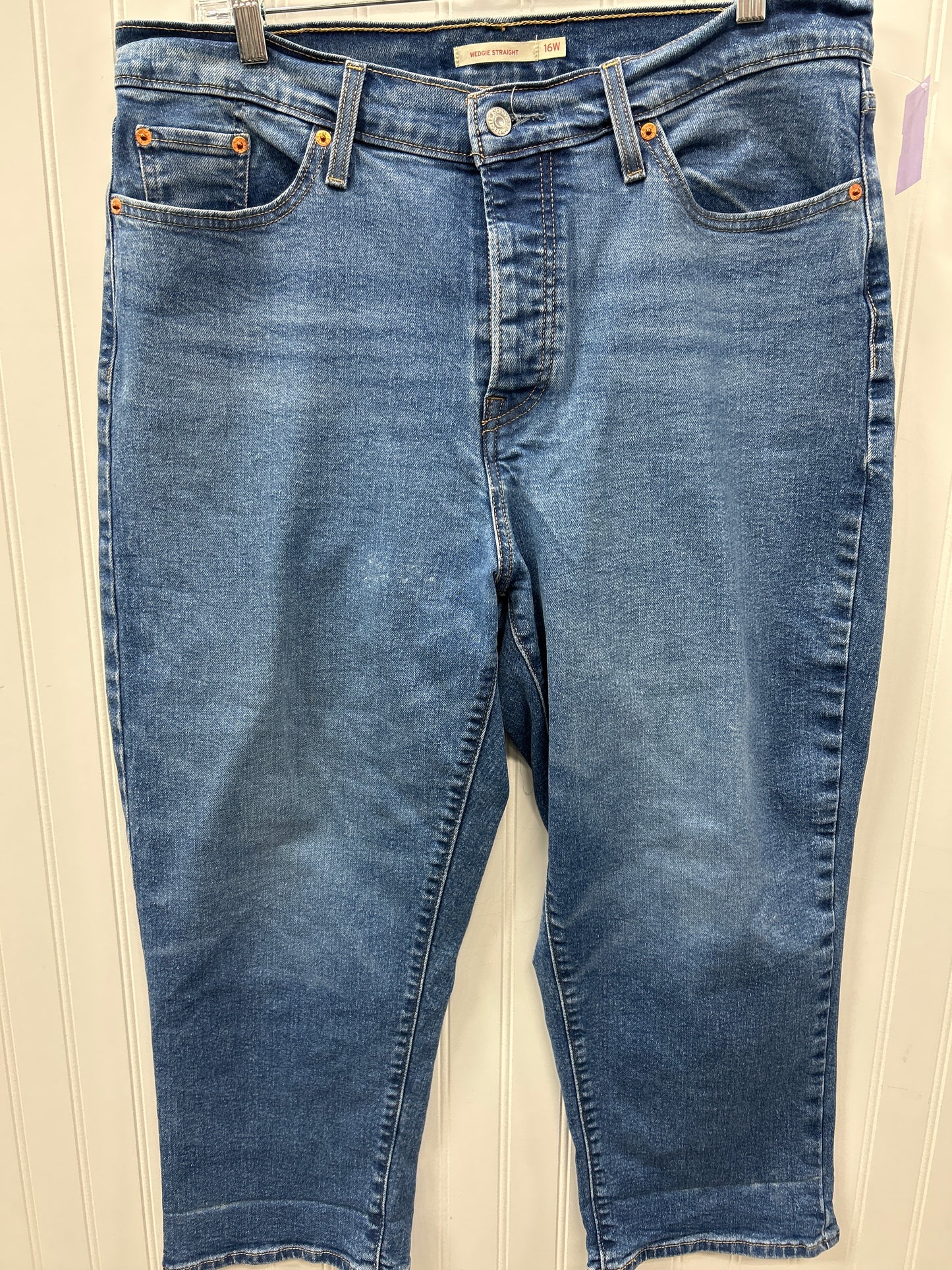 Jeans Straight By Levis In Blue Denim, Size:16