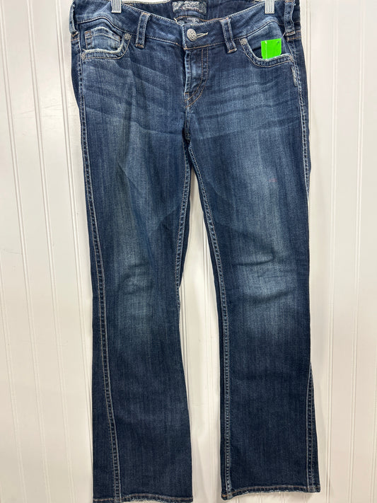 Jeans Boot Cut By Silver In Blue Denim, Size:8