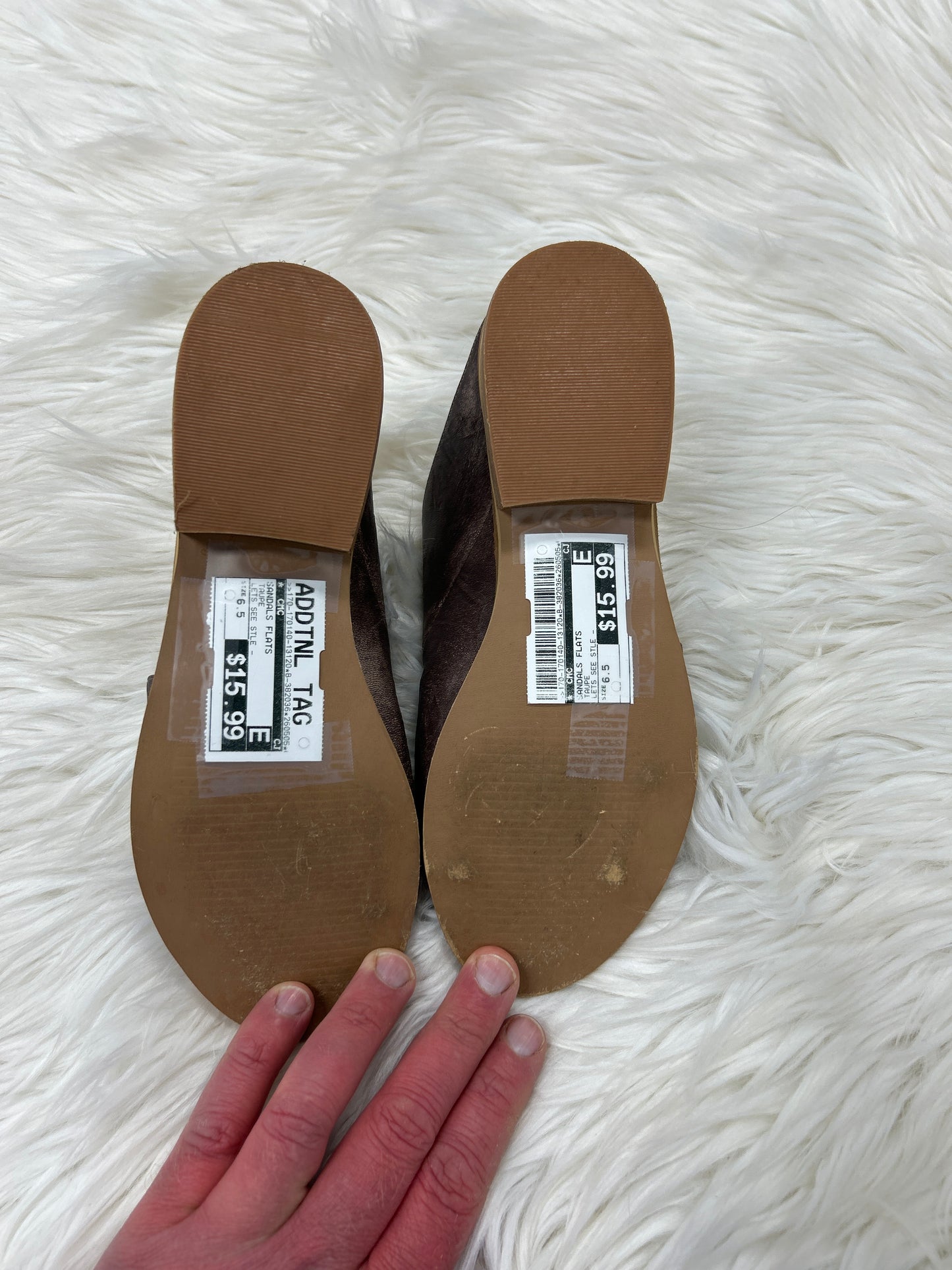 Sandals Flats By Cmc In Taupe, Size:6.5