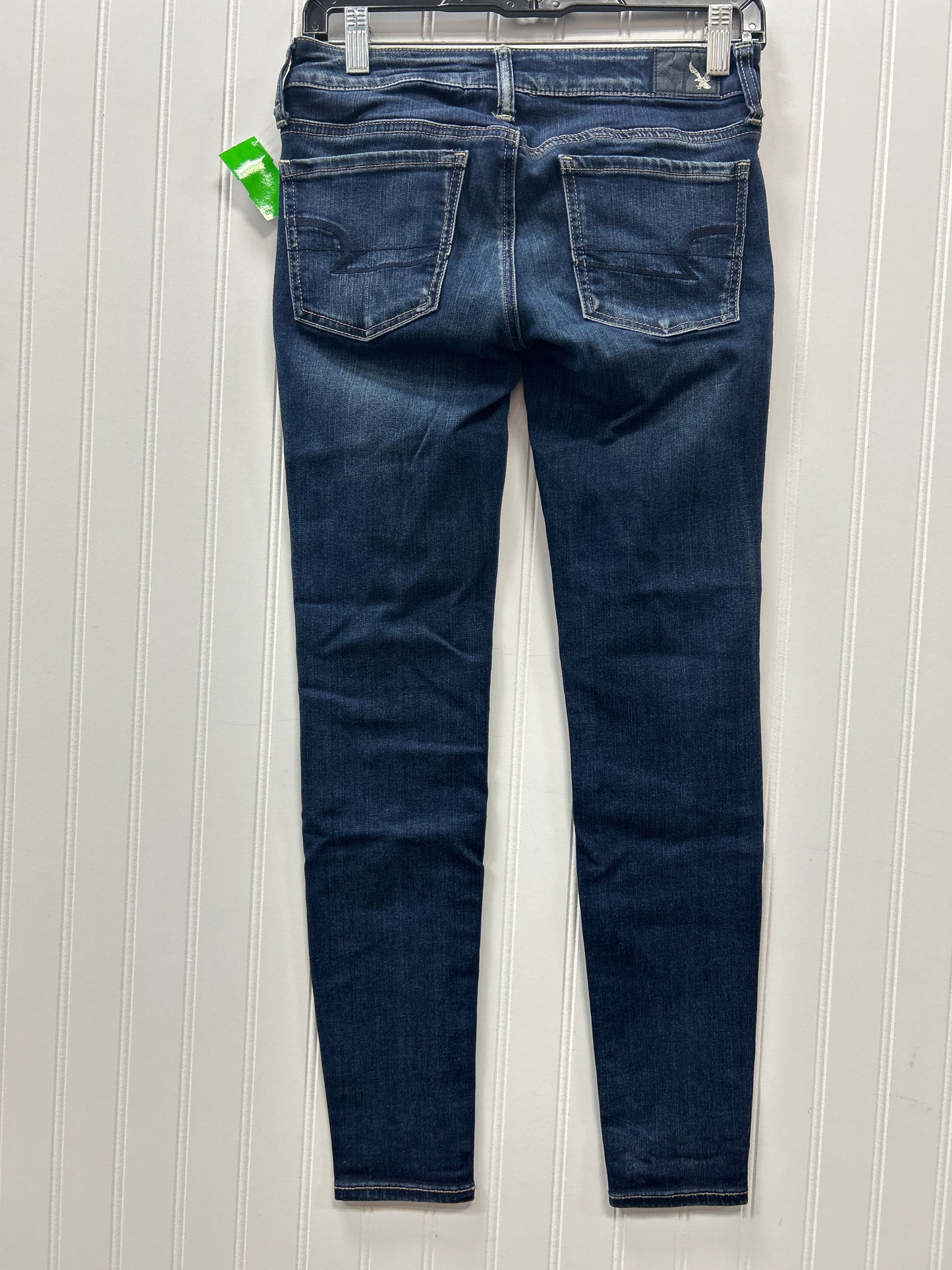Jeans Skinny By American Eagle In Blue Denim, Size:4