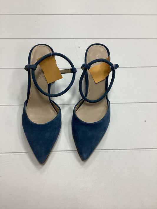 Sandals Heels Block By Marc Fisher In Blue, Size:6.5