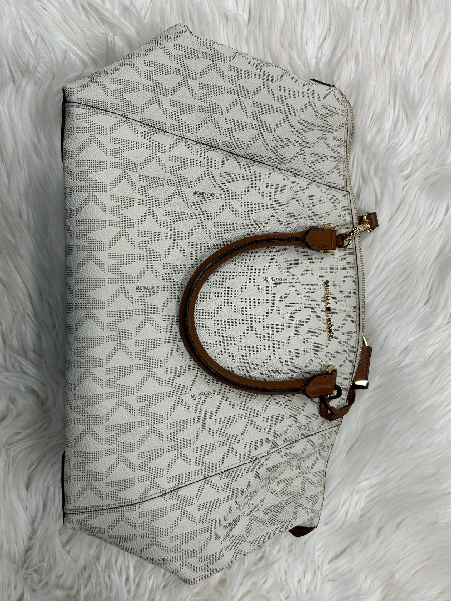 Handbag Designer By Michael Kors In White, Size:Large