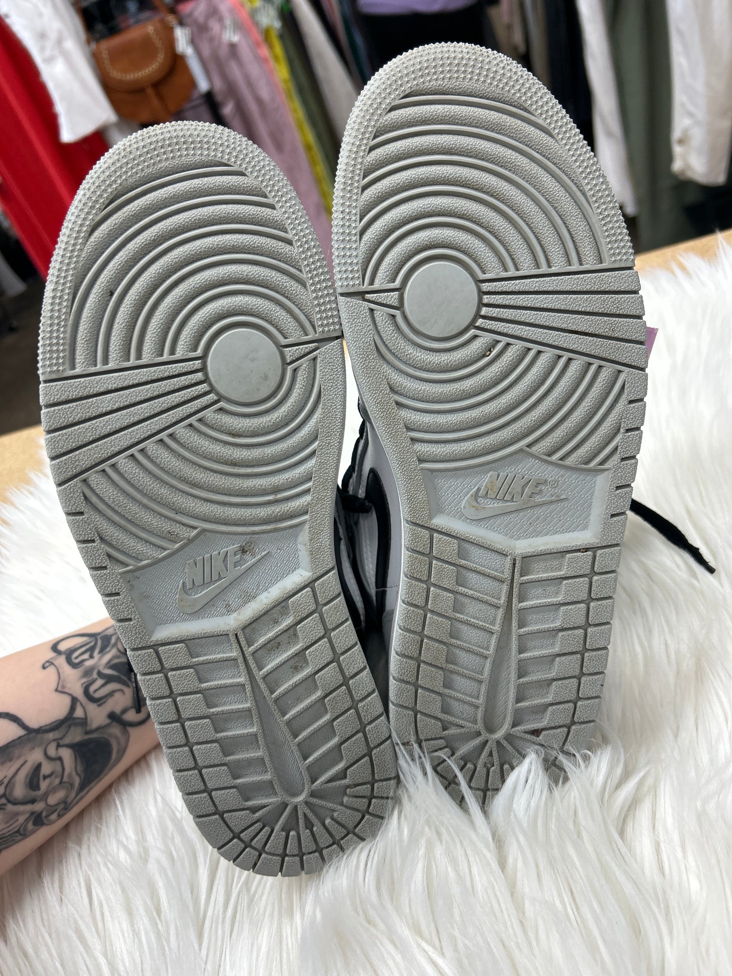 Shoes Luxury Designer By Jordan In Grey & White, Size:8.5