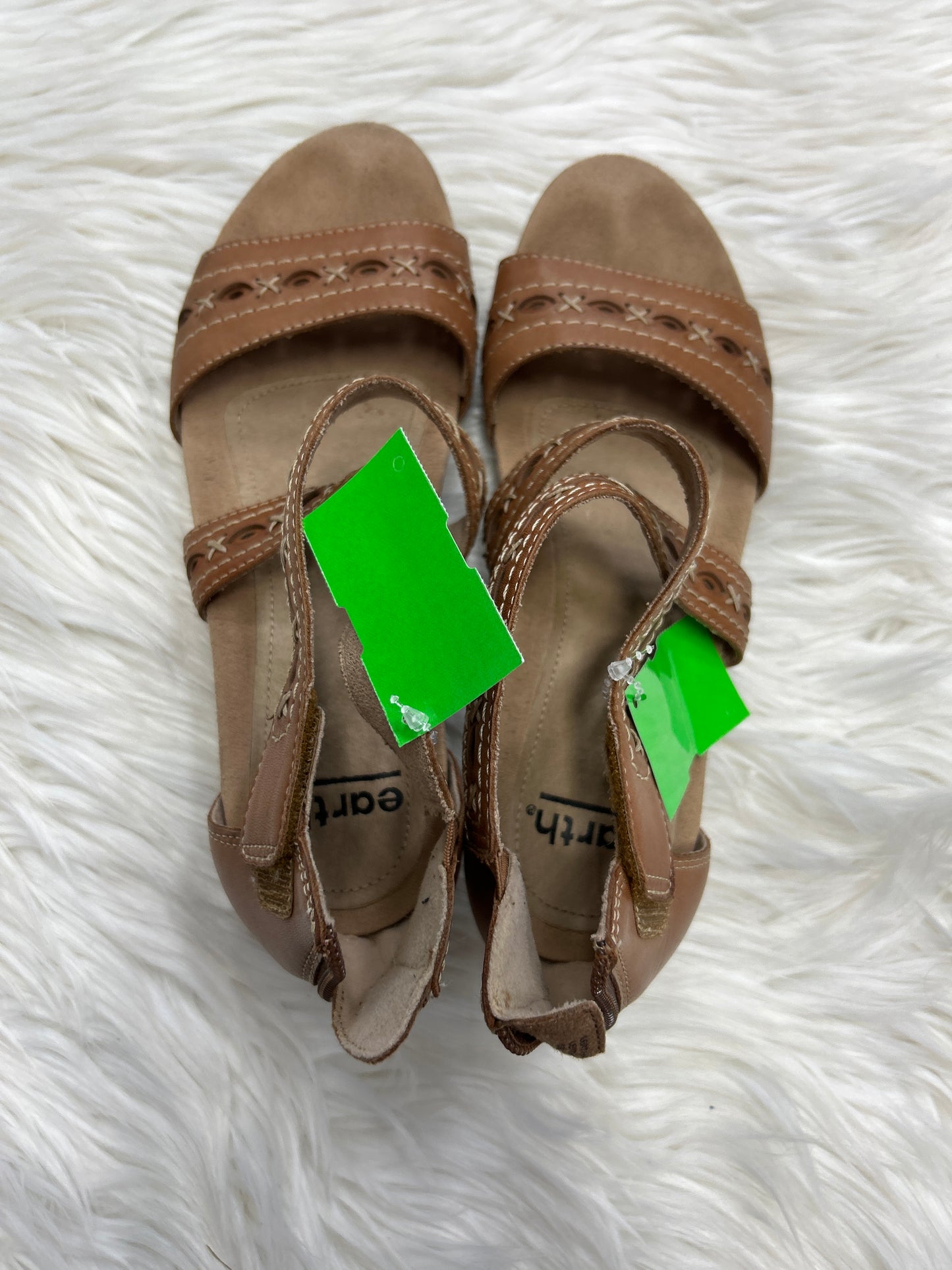 Sandals Heels Wedge By Earth In Brown, Size:7