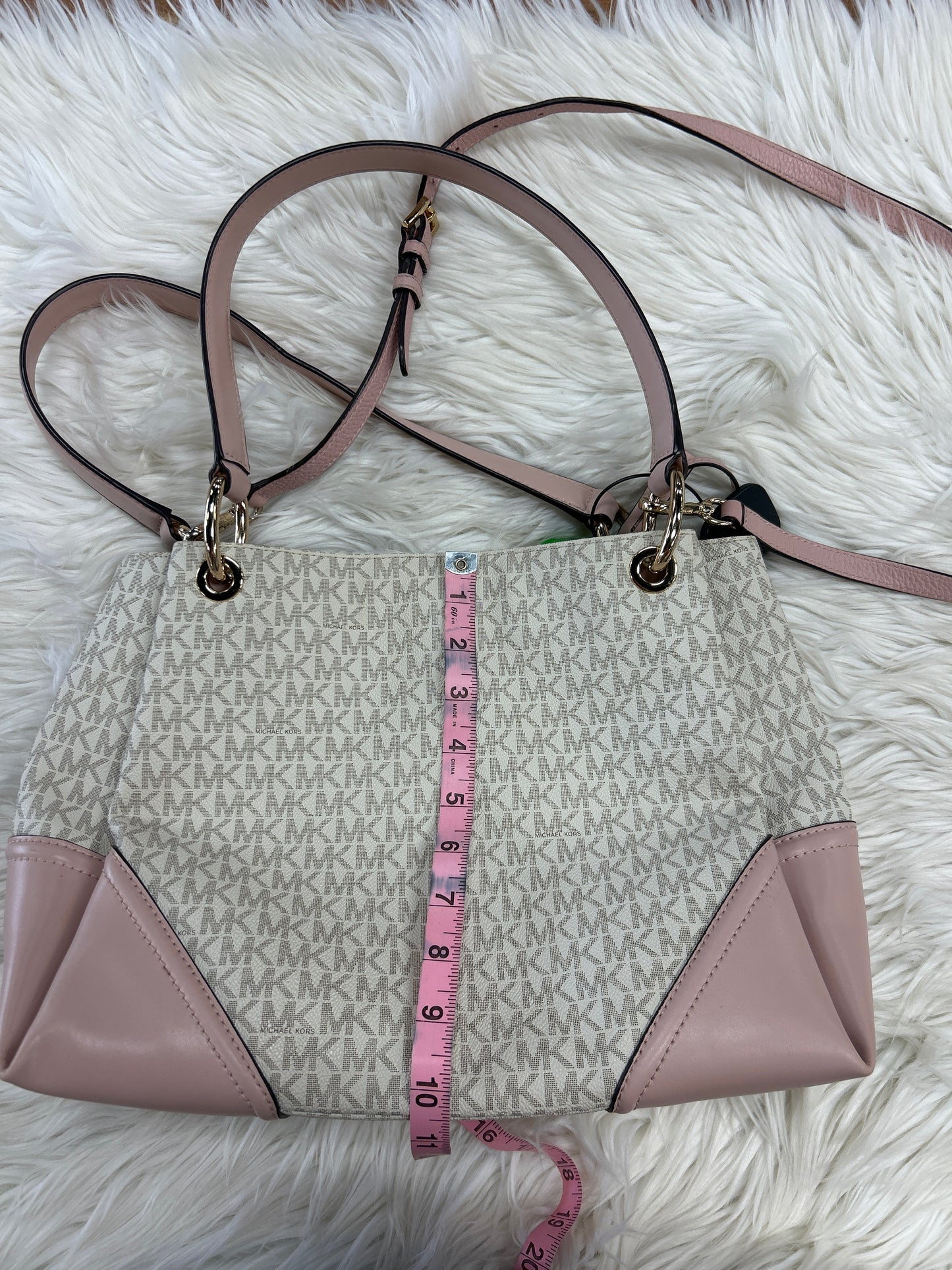 Handbag Designer By Michael Kors In Pink & White, Size:Large