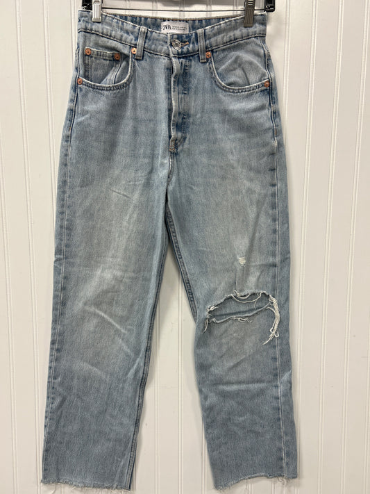 Jeans Straight By Zara In Blue Denim, Size:4