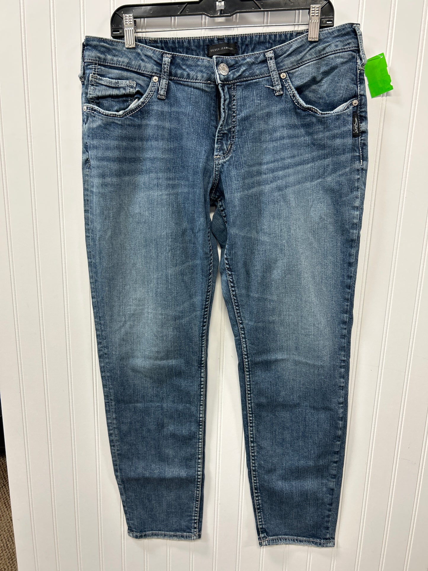 Jeans Straight By Silver In Blue Denim, Size:12