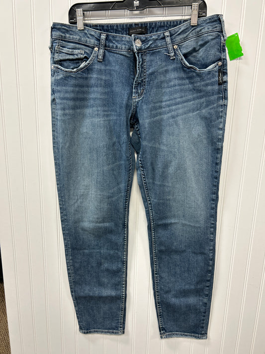 Jeans Straight By Silver In Blue Denim, Size:12