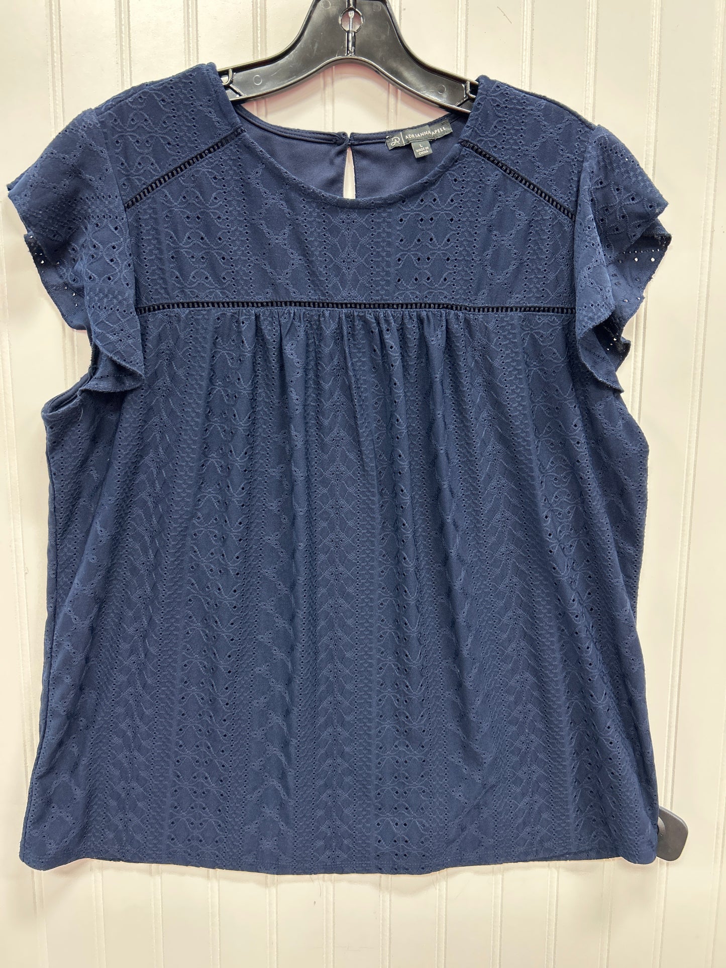 Top Ss By Adrianna Papell In Navy, Size:L