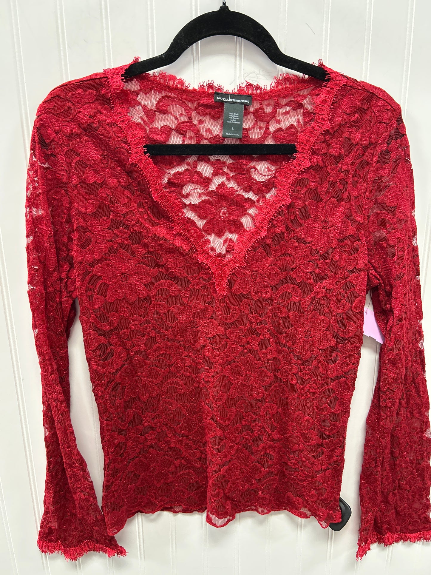 Top Ls By Moda Intl In Red, Size:L