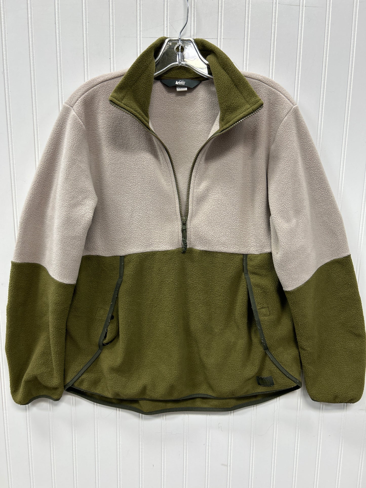 Jacket Fleece By Rei In Green & Tan, Size:L