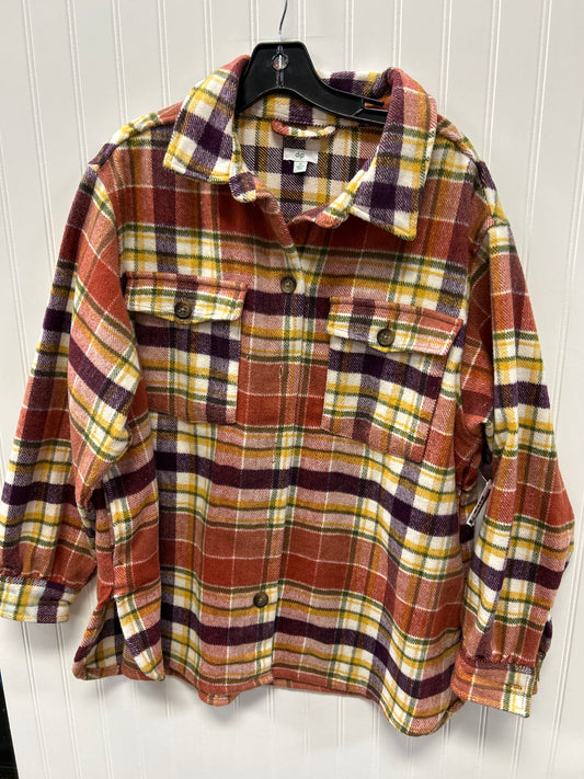 Jacket Fleece By Dip In Orange & Purple, Size:1X