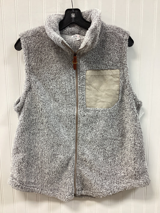 Vest Faux Fur & Sherpa By Jen & Co In Grey, Size:L