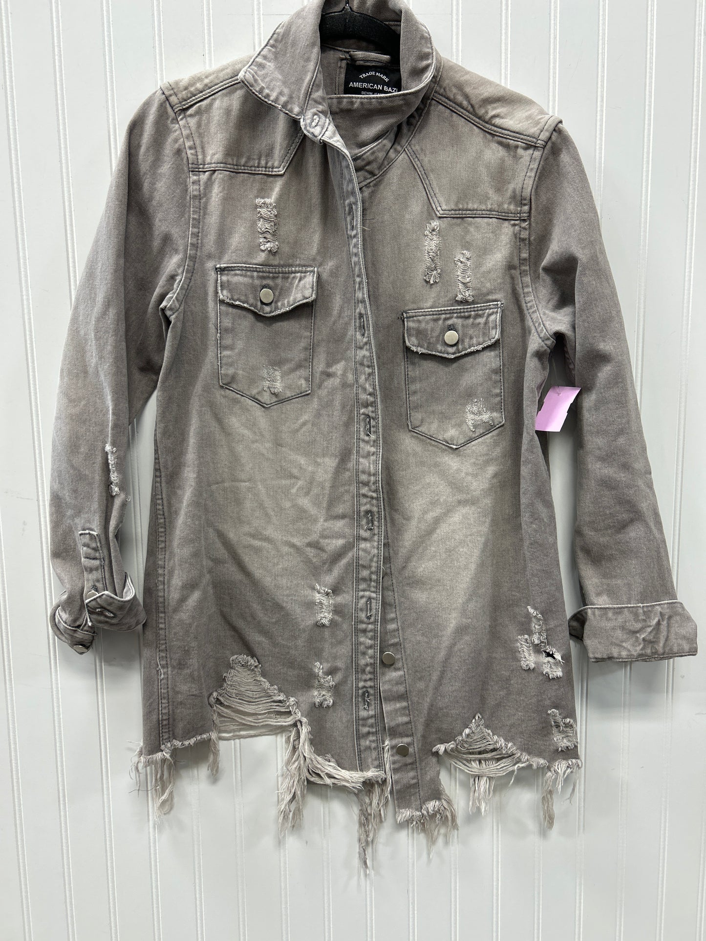 Jacket Denim By American Bazi In Taupe, Size:M