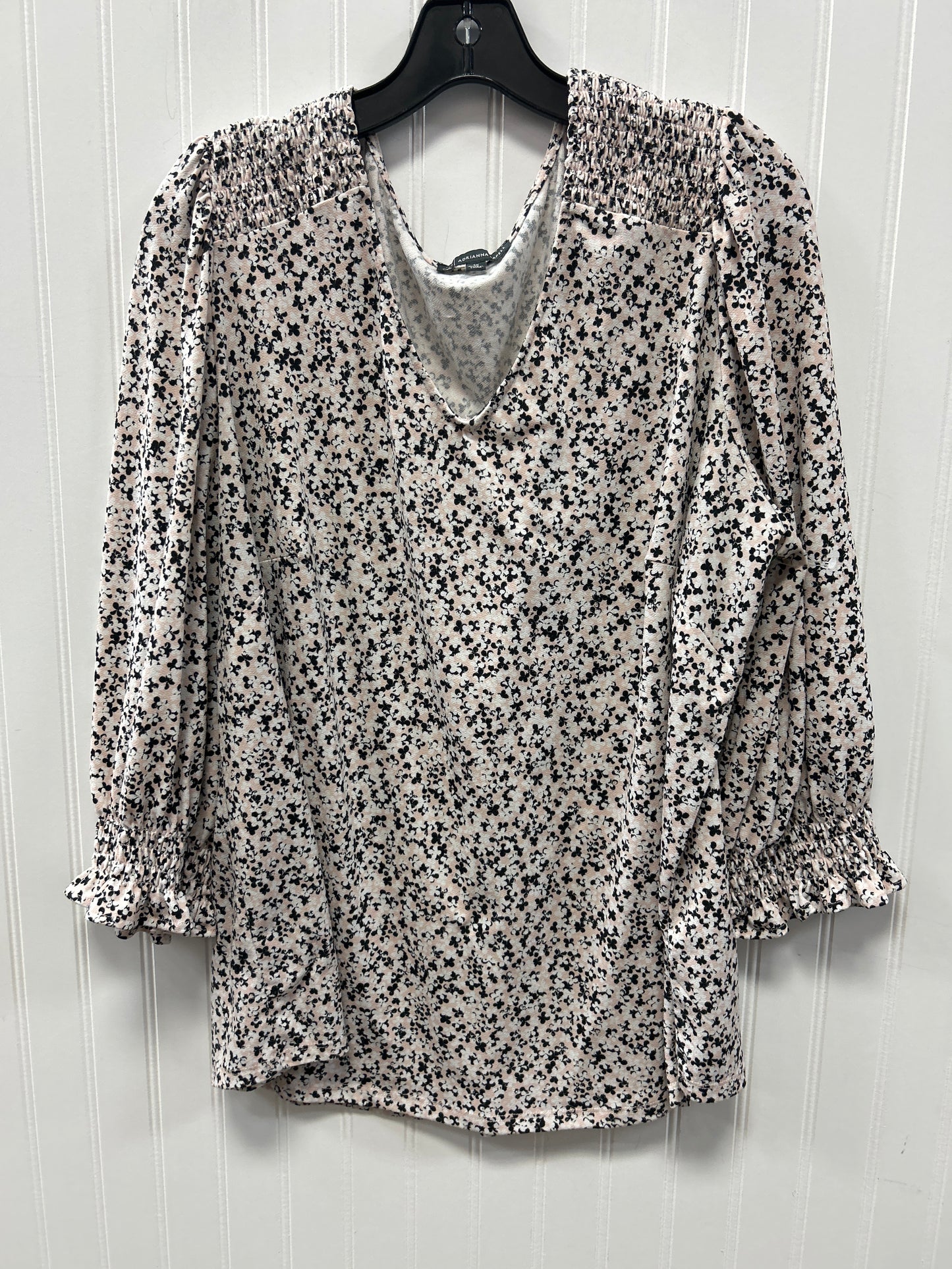 Top Ls By Adrianna Papell In Black & Pink, Size:1X