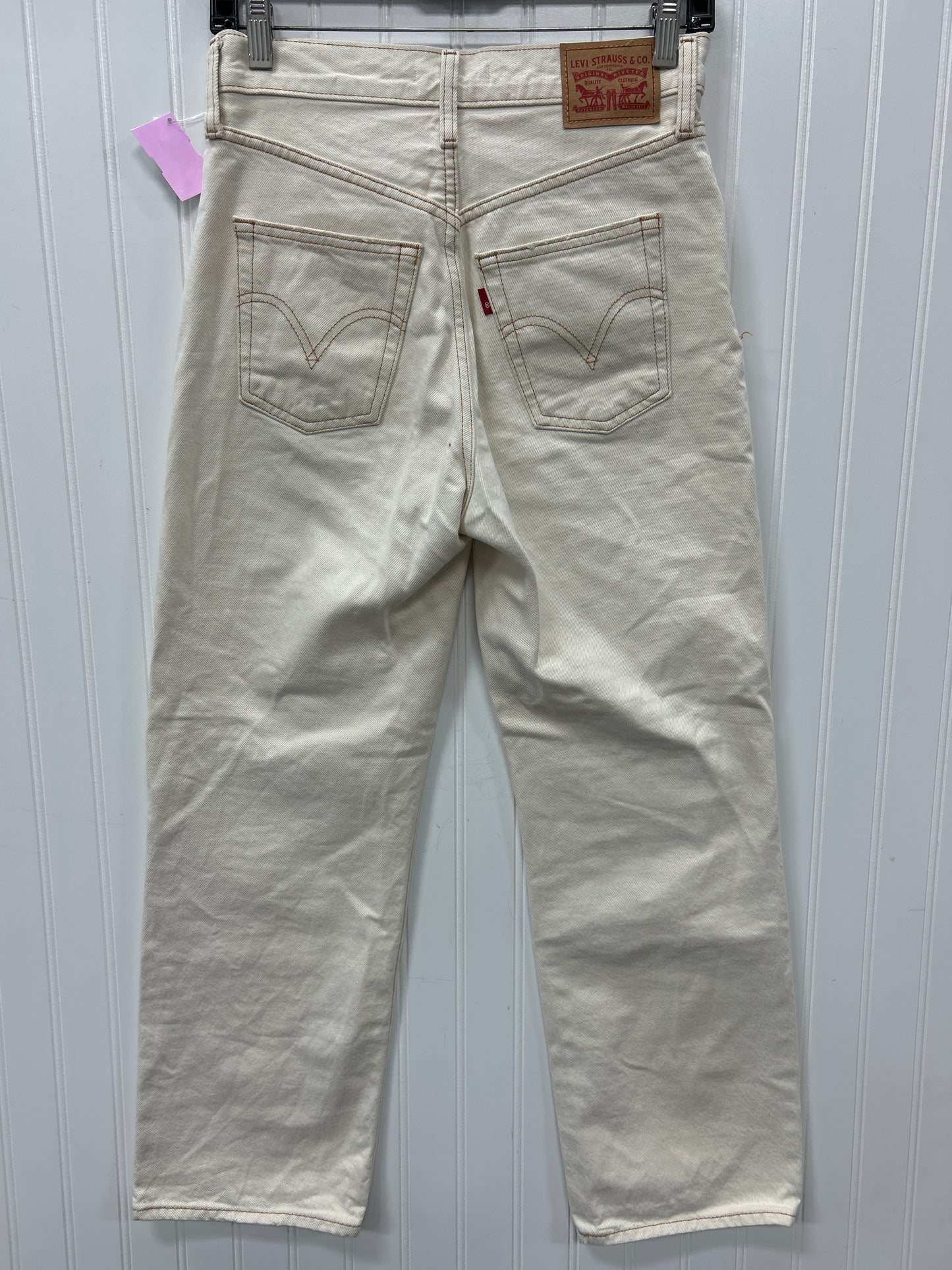 Jeans Straight By Levis In Cream Denim, Size:2