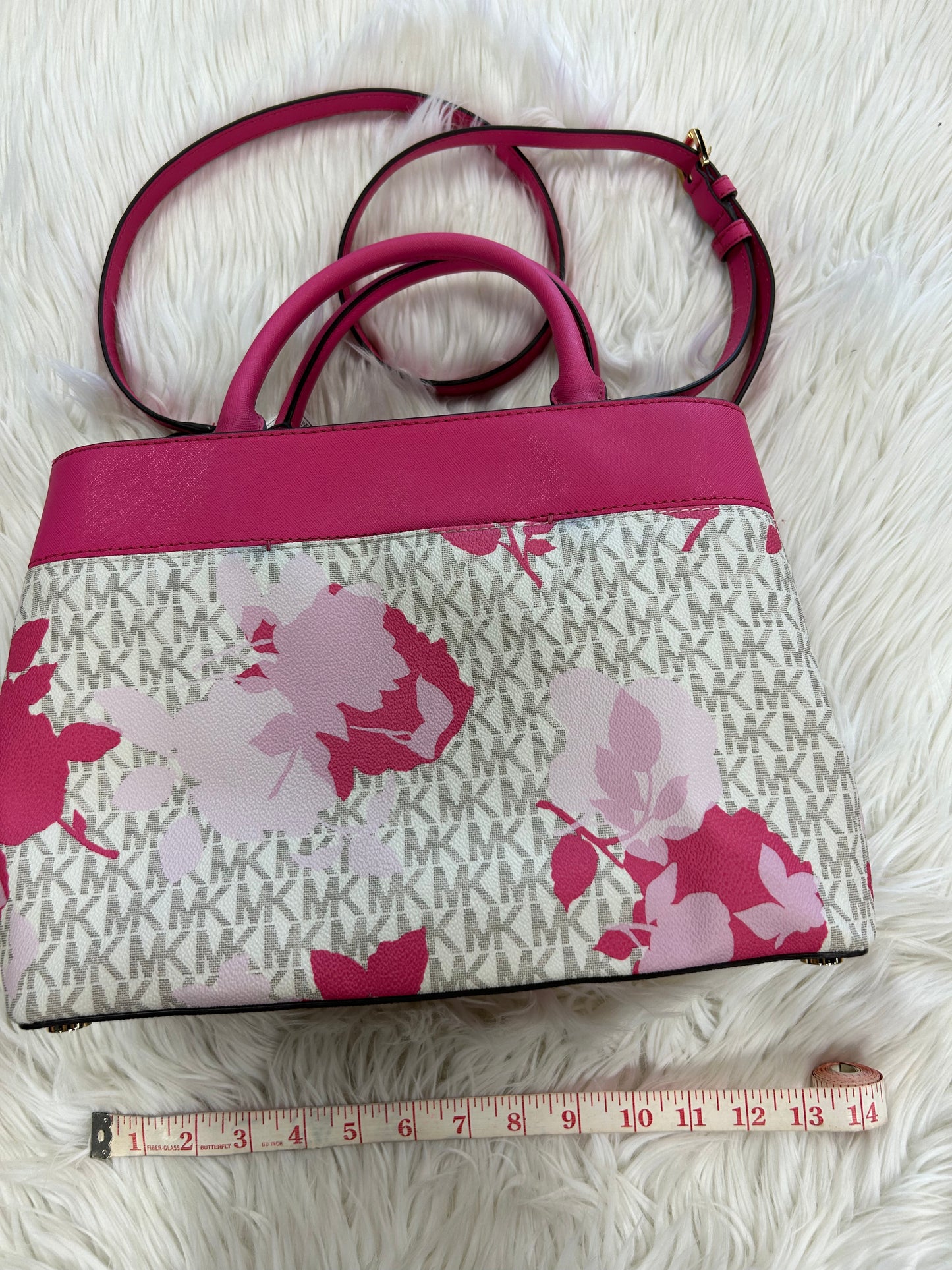 Handbag Designer By Michael Kors In Pink & White, Size:Medium